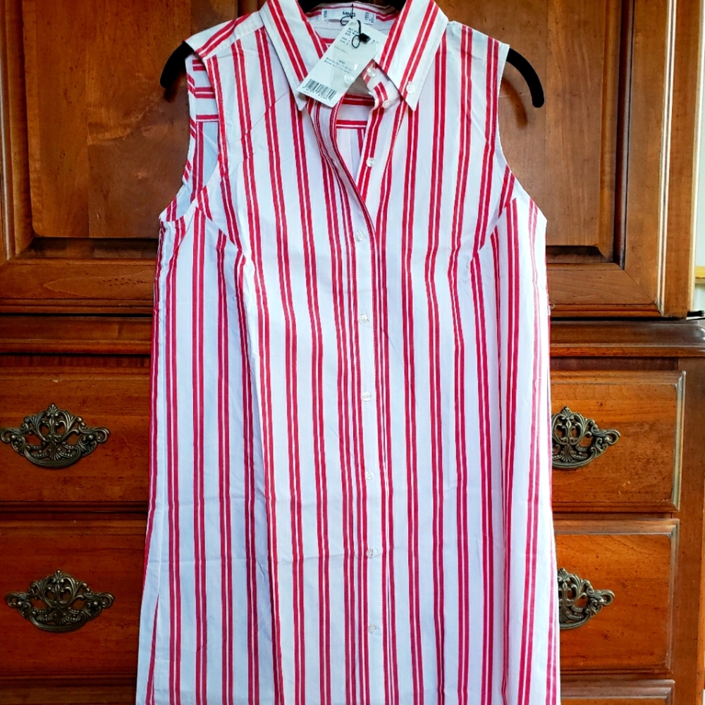 MANGO striped cotton shirt dress